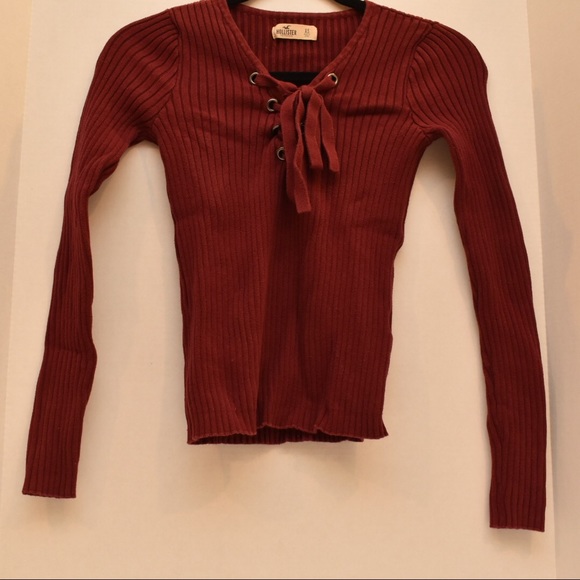Hollister Red Lace-Up Sweater - Picture 2 of 4